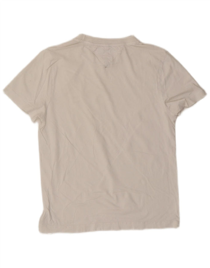 TOMMY HILFIGER Damen T-Shirt Top UK 10 Small Weiße Baumwolle