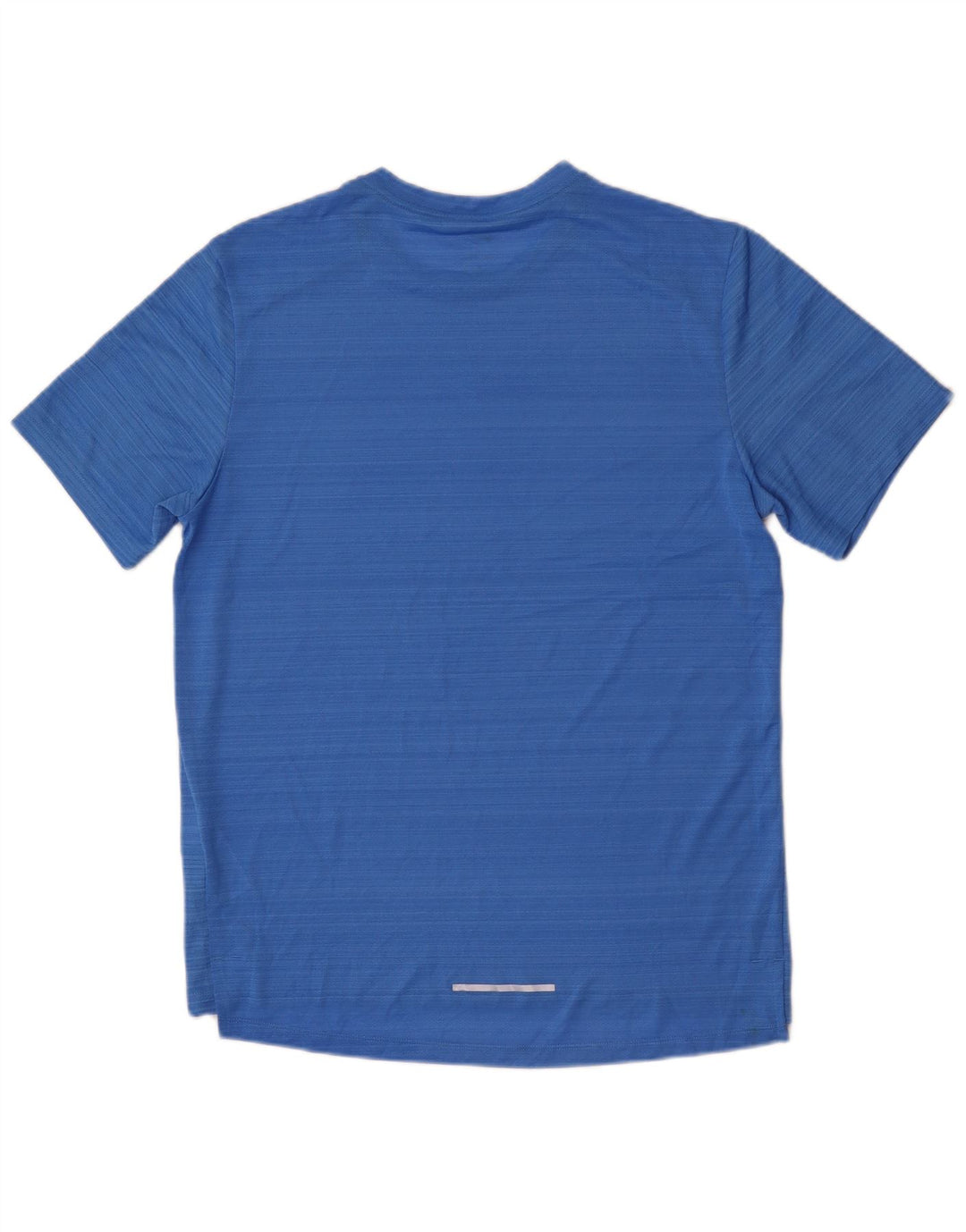 Nike Herren Dri Fit T-Shirt-Oberteil aus mittelblau gestreiftem Polyester