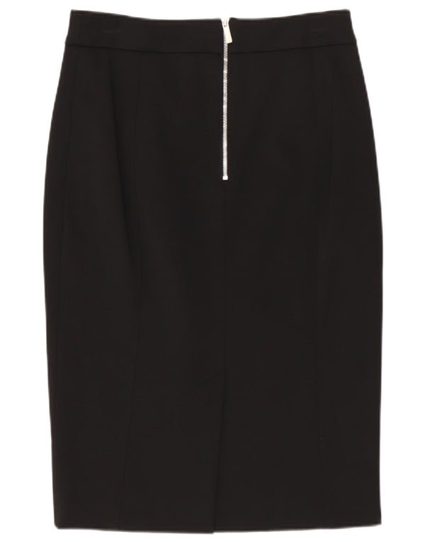 KAREN MILLEN Damen Bleistiftrock UK 8 Small W26 Schwarze Viskose