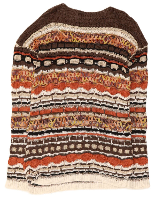 Sisley Mädchen-Pullover mit Rundhalsausschnitt, 13–14 Jahre, 3XL, braun, geometrisch