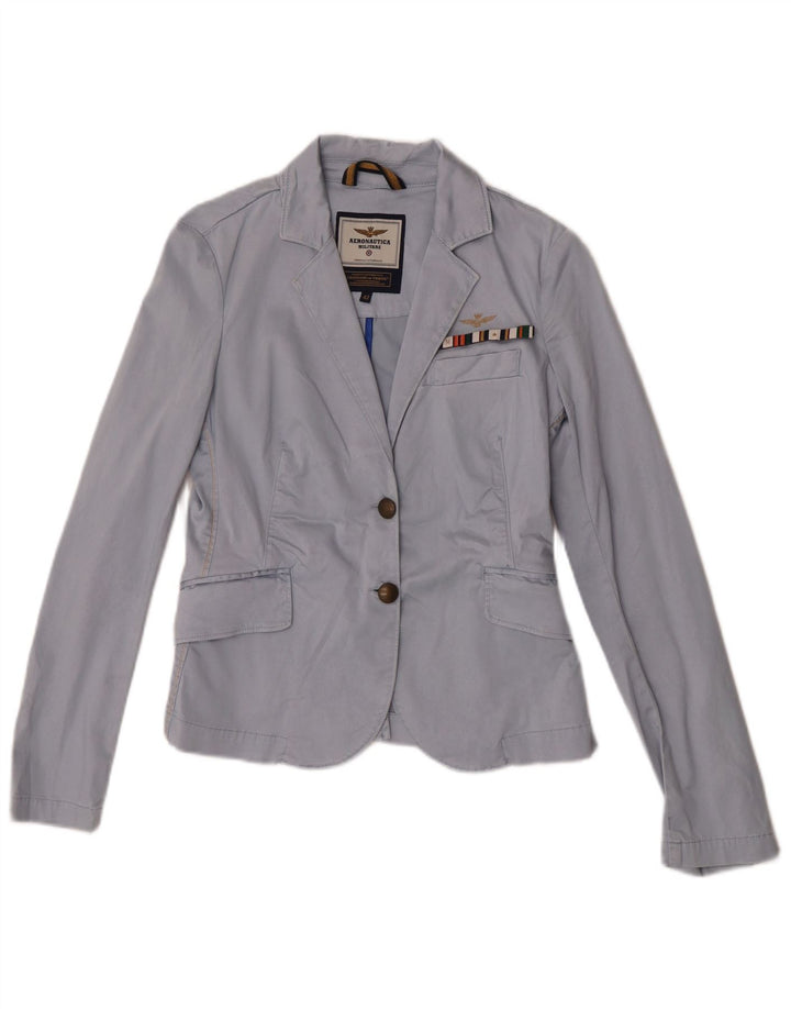 Aeronautica Militare Damen 2-Knopf-Blazerjacke IT 42 Mittelblau