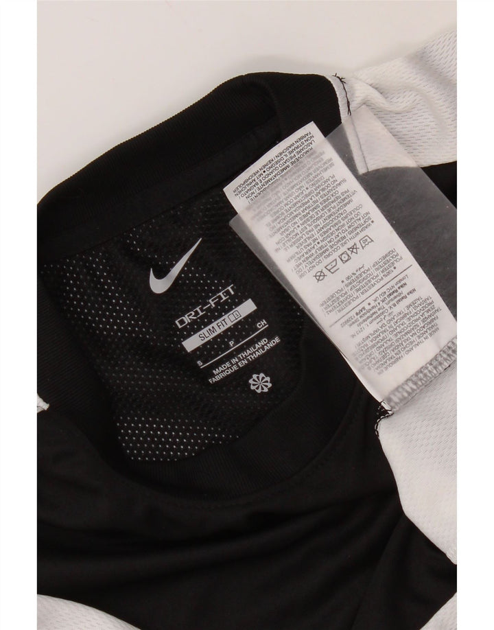 Nike Herren Dri Fit Slim Fit T-Shirt Top Small Schwarz Colourblock Polyester