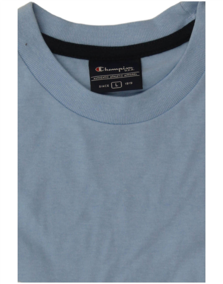 Champion Herren T-Shirt mit Grafik, Größe L, Blau