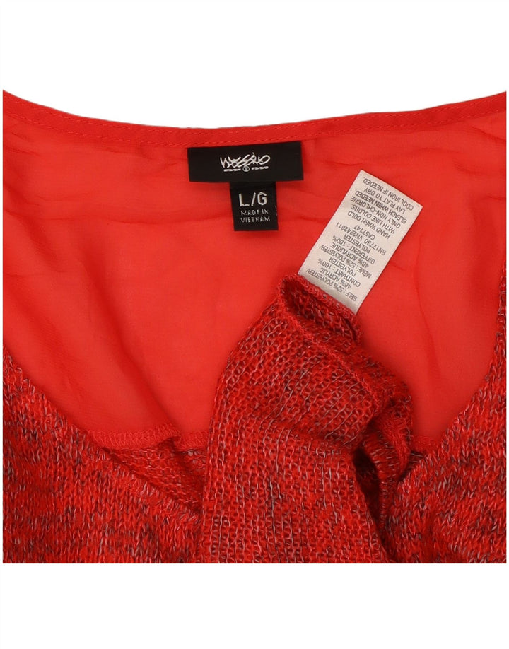 MOSSIMO Damen-Pullover mit 3/4-Ärmeln und Rundhalsausschnitt, Gr. 40, Größe L, rot gefleckt