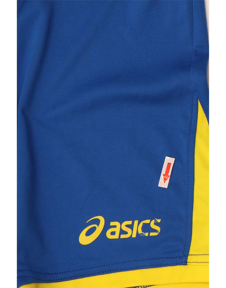 Asics Sportshorts für Jungen, 11–12 Jahre, groß, blaues Farbblock-Polyester