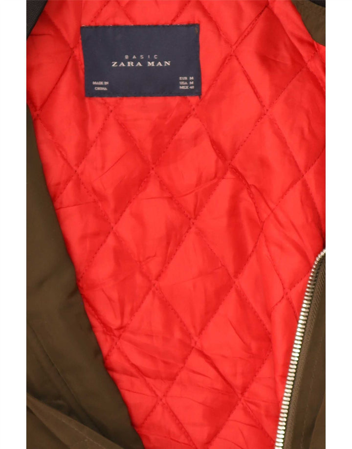 Zara Herren Bomberjacke UK 38 Medium Khaki Colourblock Polyester