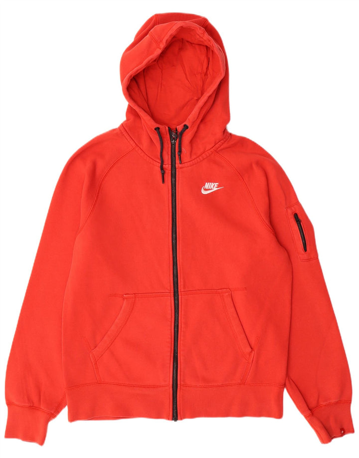 NIKE Mens Zip Hoodie Sweater Small Red Cotton