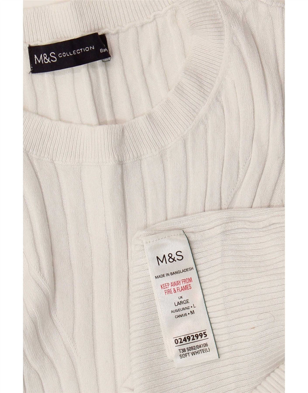 Marks & Spencer Damen Weste Tank Top UK 14 Large Weiße Viskose