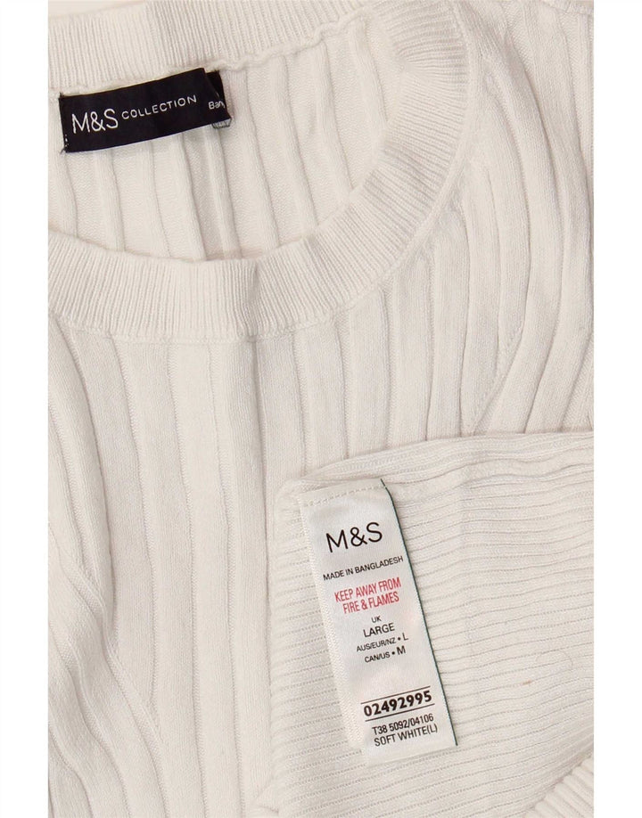 Marks & Spencer Damen Weste Tank Top UK 14 Large Weiße Viskose