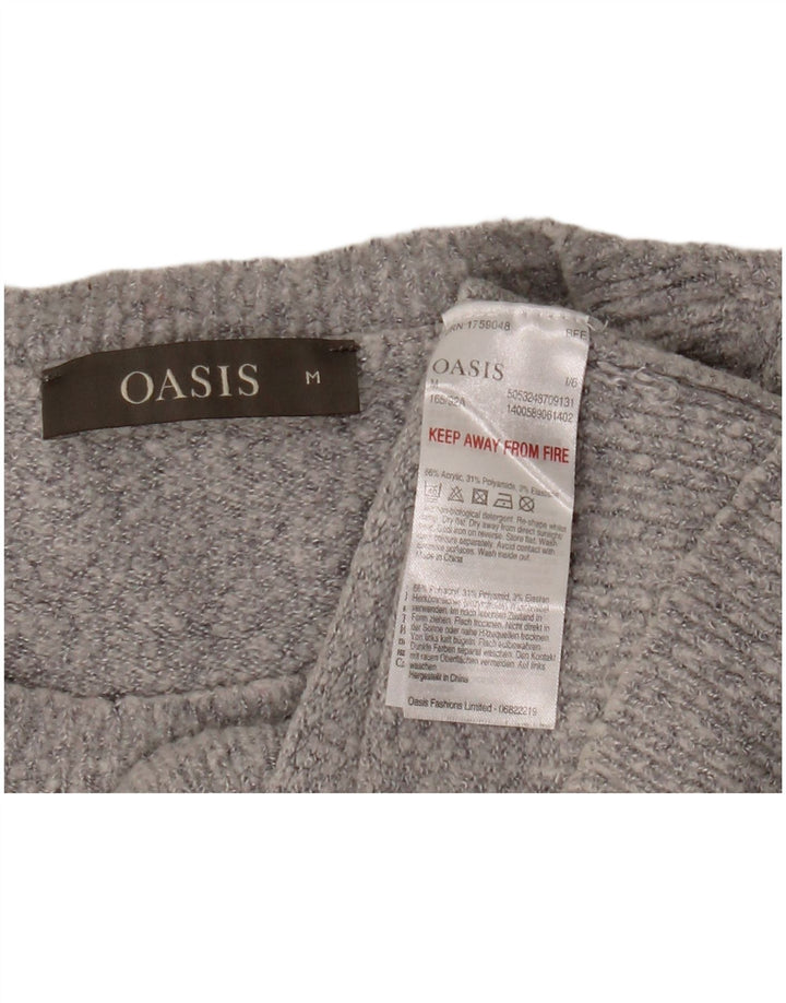 Oasis Damen Crop Crew Neck Pullover Pullover UK 12 Mittelgraues Acryl