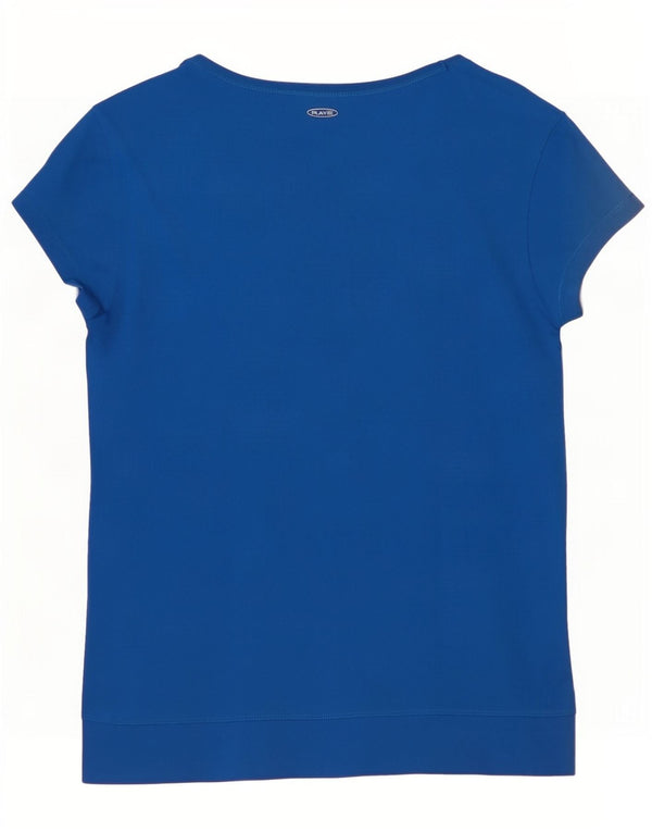 Reebok Damen T-Shirt Top UK 8/10 Small Blau Polyester