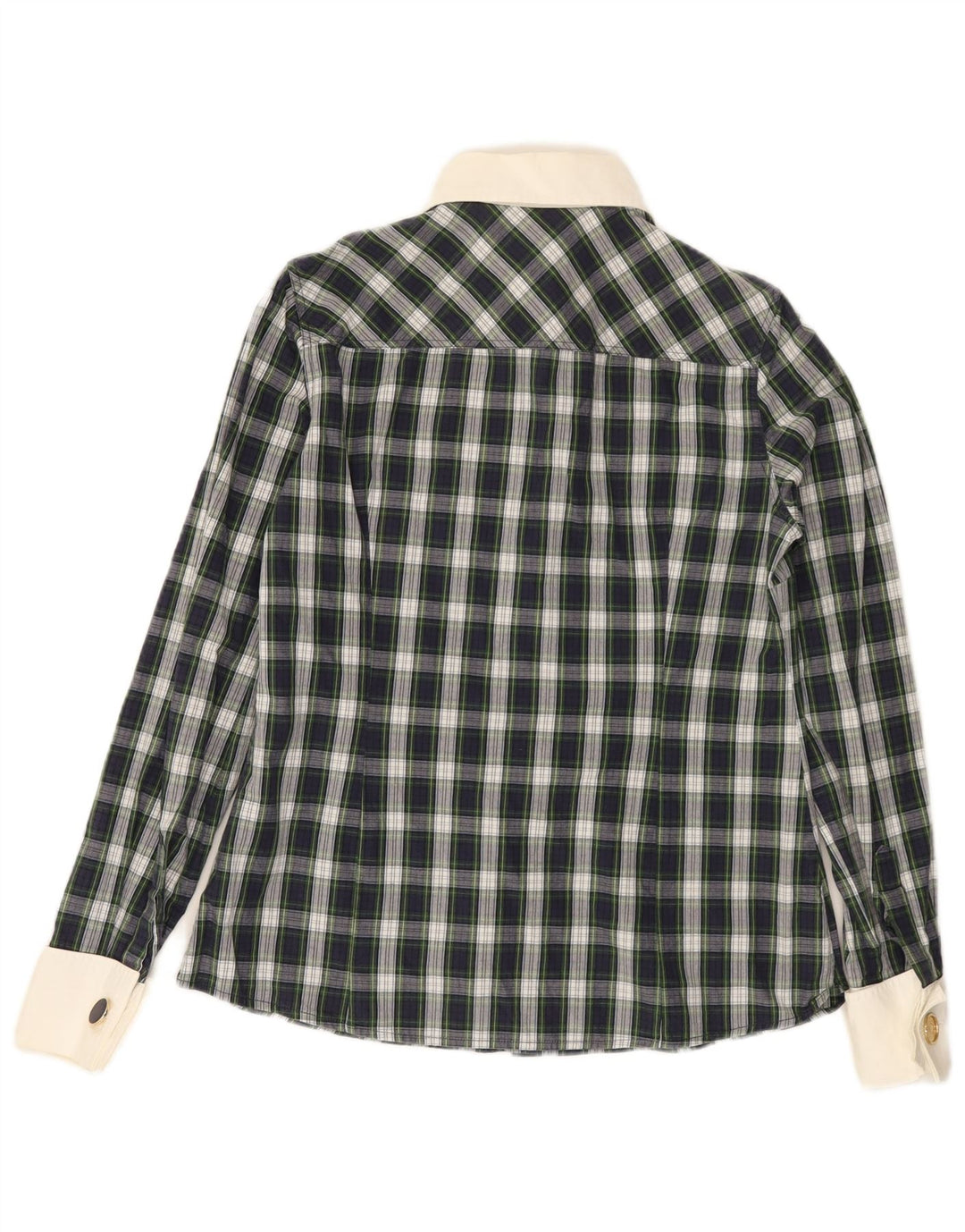 Massimo Dutti Damenhemd EU 40 Mittelgrün karierte Baumwolle