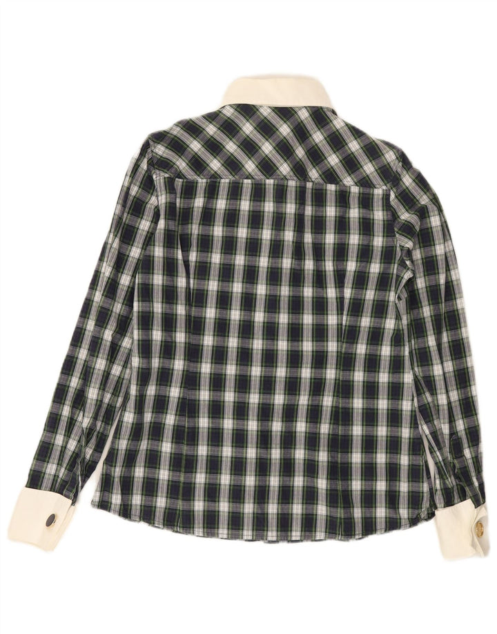 Massimo Dutti Damenhemd EU 40 Mittelgrün karierte Baumwolle