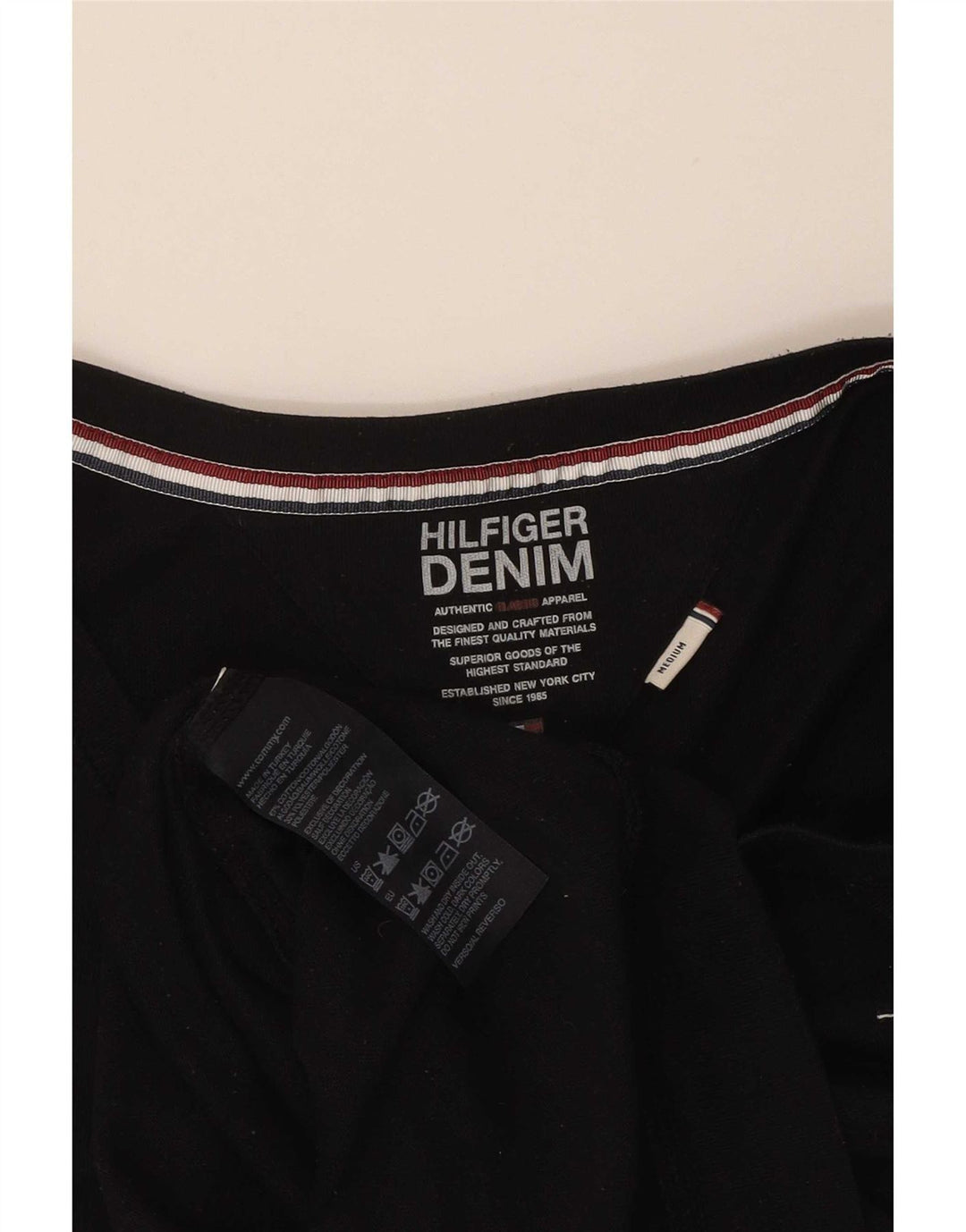 Tommy Hilfiger Damen Top Langarm UK 12 Medium Schwarz Baumwolle