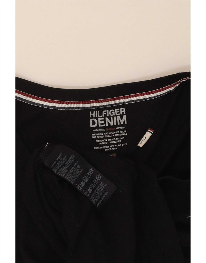 Tommy Hilfiger Damen Top Langarm UK 12 Medium Schwarz Baumwolle