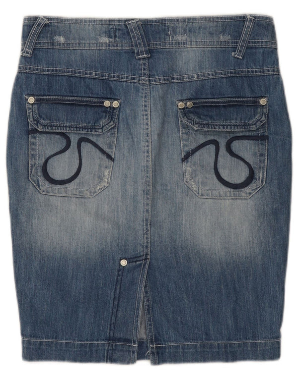 ZARA Damen Trafaluc Jeansrock EU 36 XS W26 Blaue Baumwolle