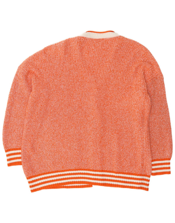Vintage Damen Cardigan Pullover UK 20 2XL Orange meliert Acryl