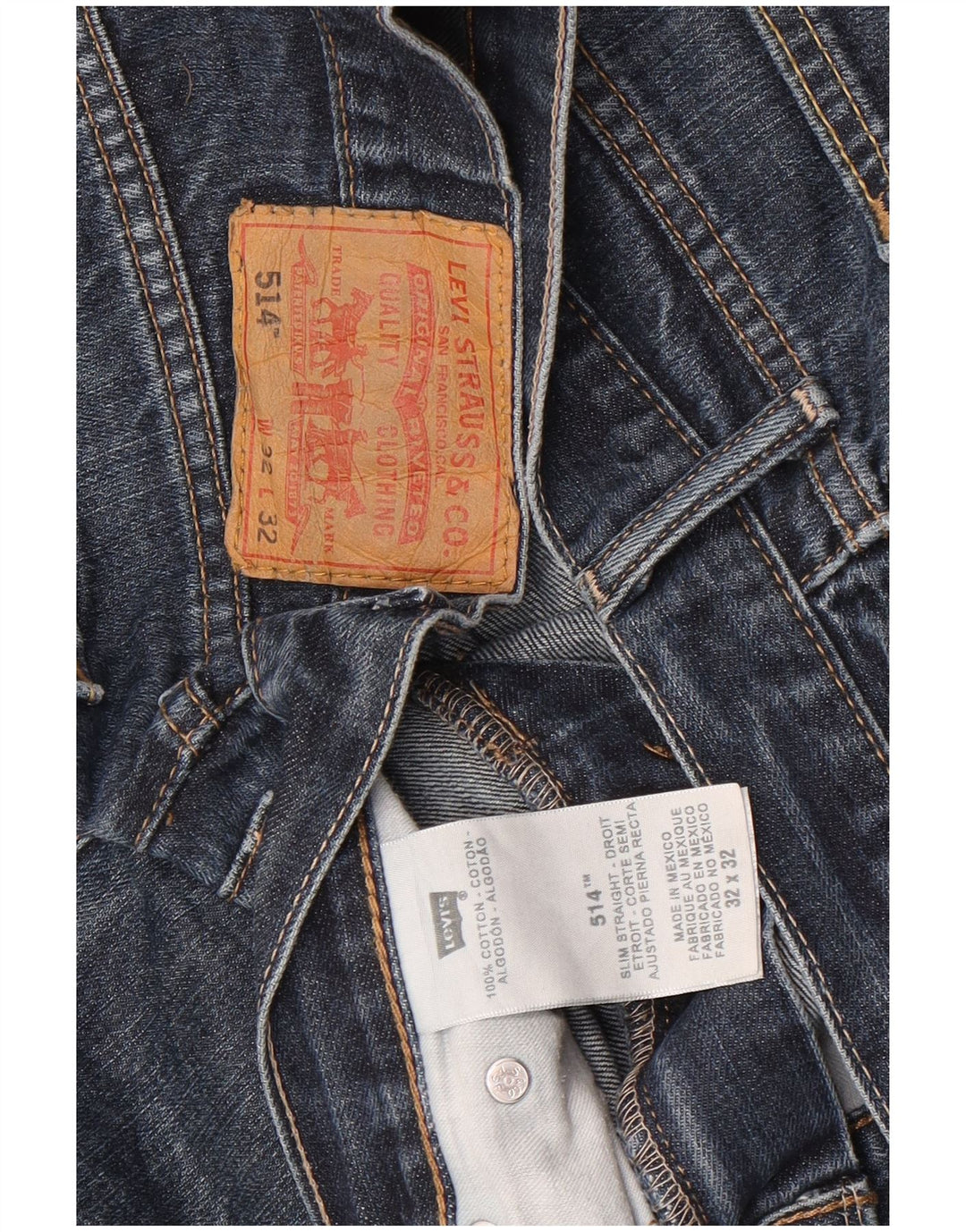 Levi's Herren 514 Straight Jeans W32 L32 Blaue Baumwolle