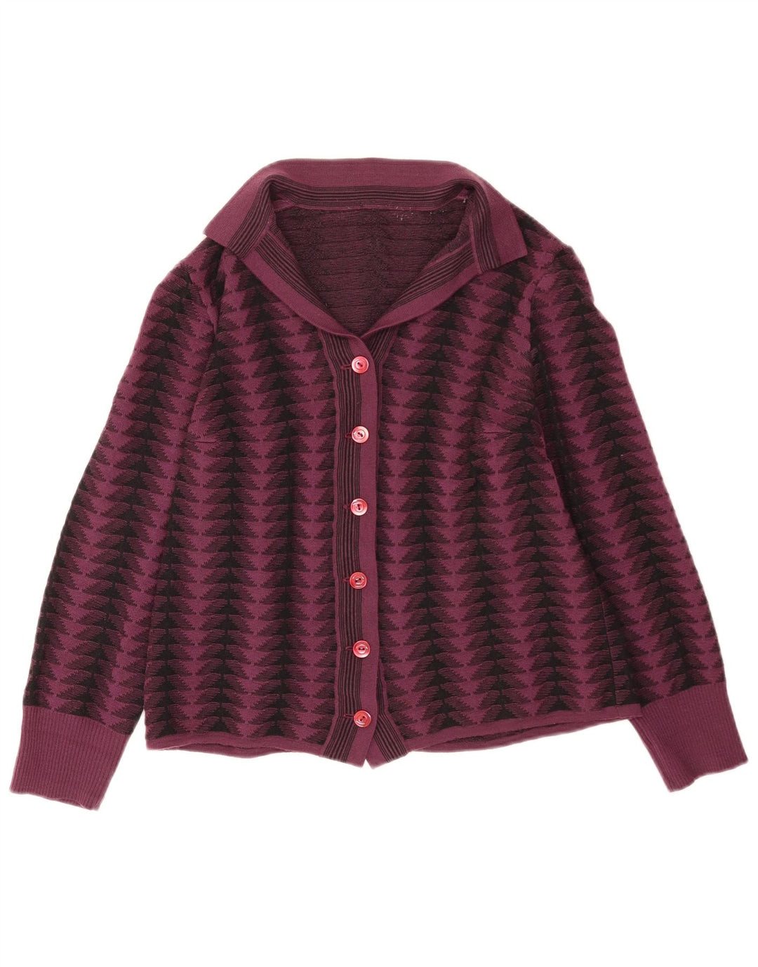 Vintage Damen Cardigan Pullover UK 14 Medium Lila Geometrisch