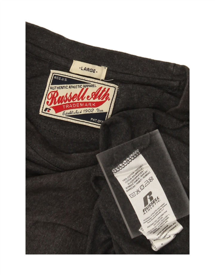 Russell Athletic Herren-Oberteil mit Grafik, langärmelig, groß, aus grauer Baumwolle