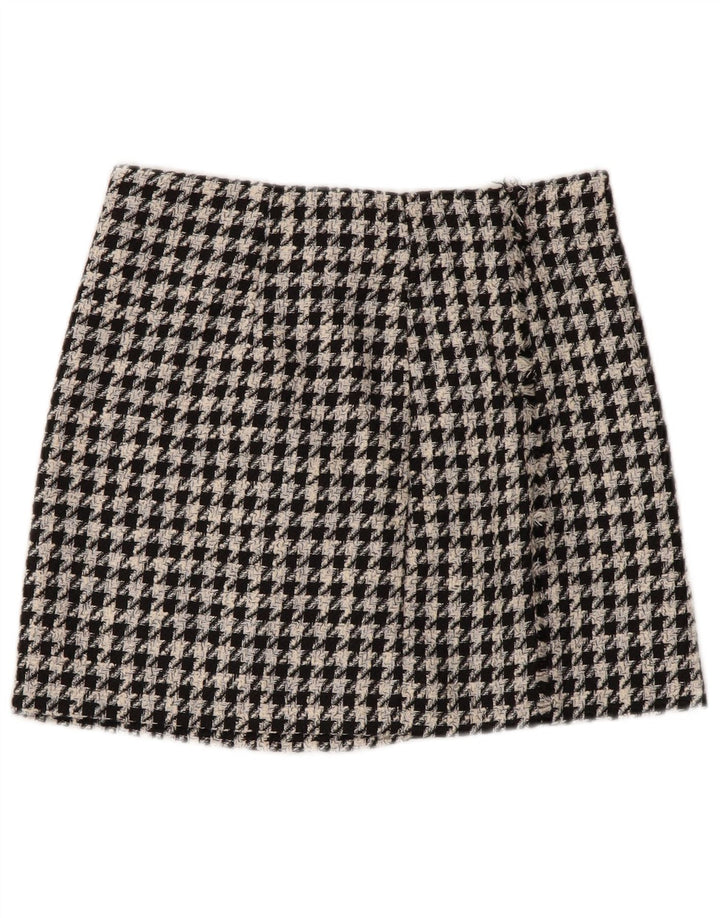 Zara Damen Minirock Small W26 Schwarzer Hahnentritt-Polyester
