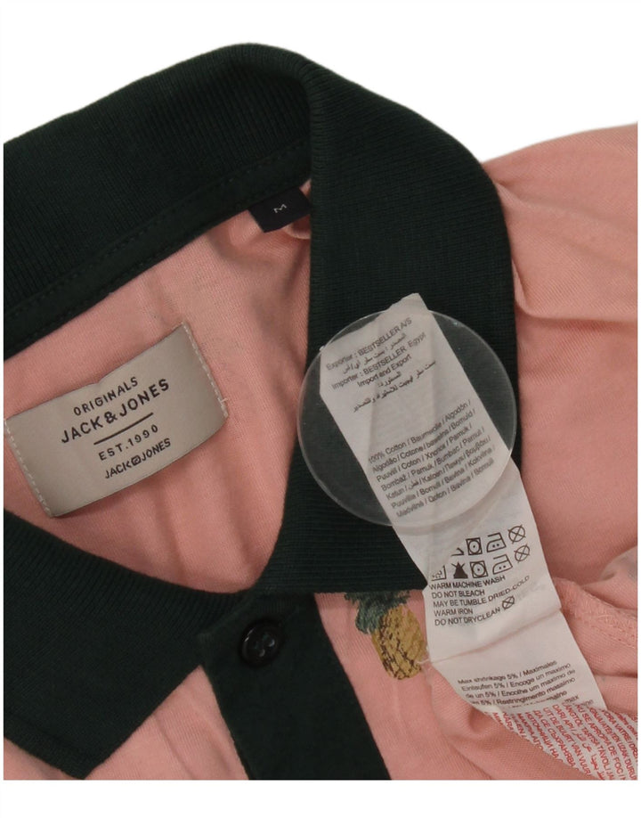 Jack & Jones Herren-Poloshirt aus mittelrosa geblümter Baumwolle