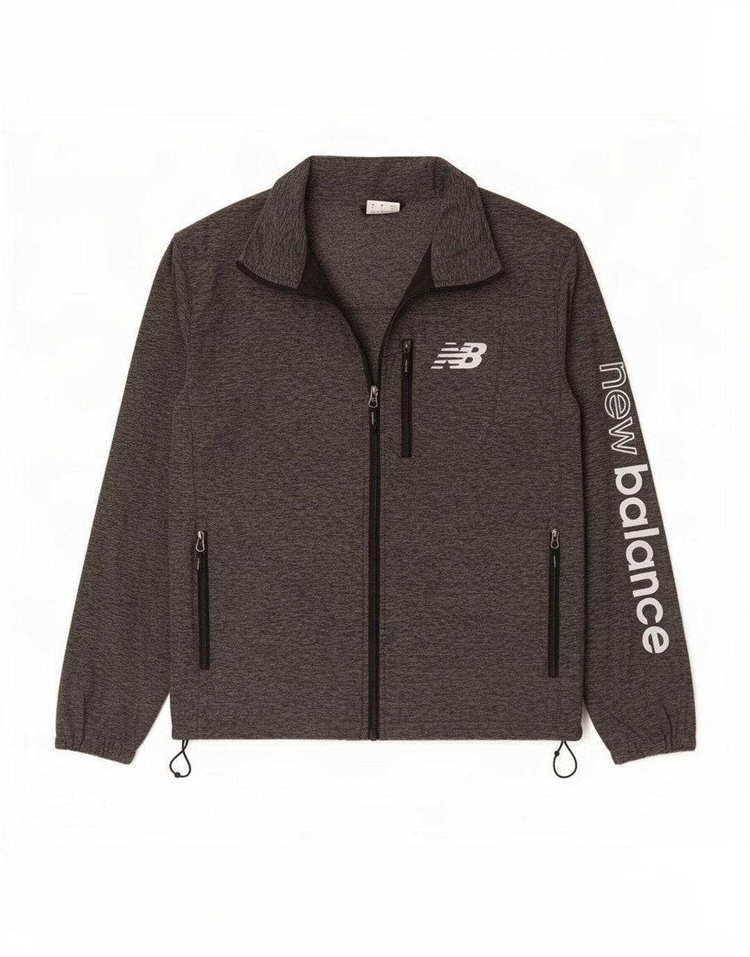 New Balance Herren-Trainingsanzugoberteil mit Grafik, Größe S, grau geflecktes Polyester