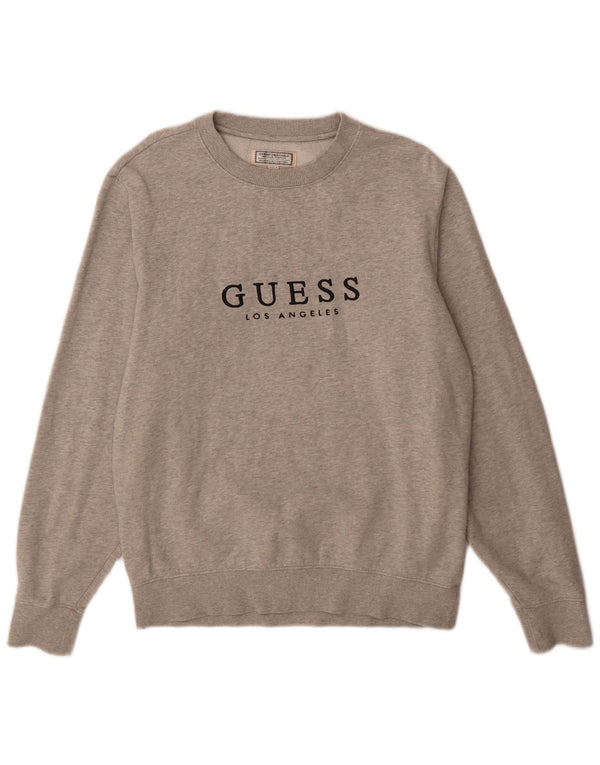 Guess Herren-Sweatshirt mit grafischem Muster, Gr. 34, XS, grau gefleckte Baumwolle