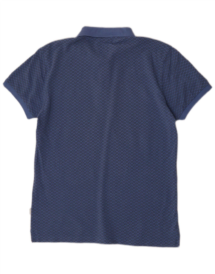 Henry Cottons Herren Slim Fit Poloshirt Mittelblau Geometrisch
