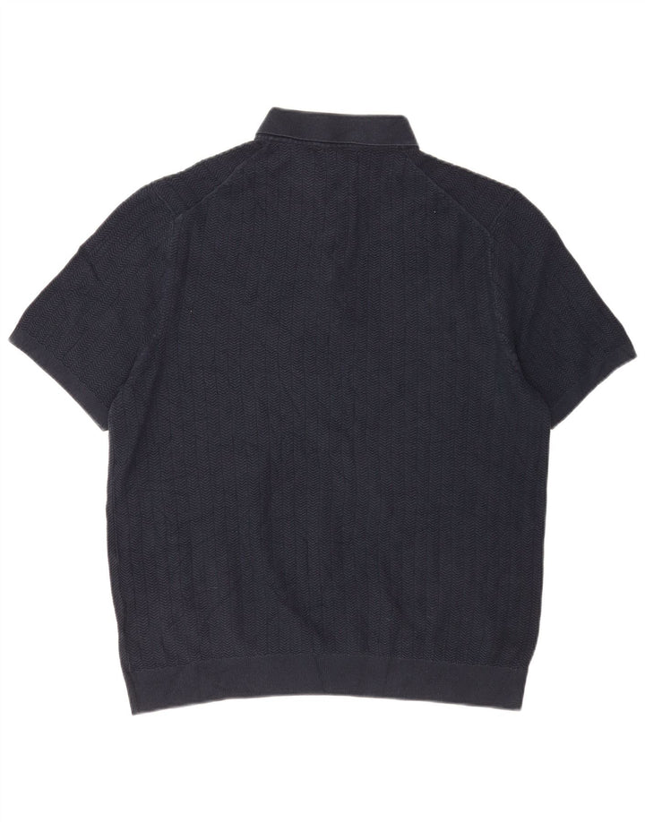 Marks & Spencer Herren-Pullover mit Rollkragen, groß, marineblau, Fischgrätenmuster