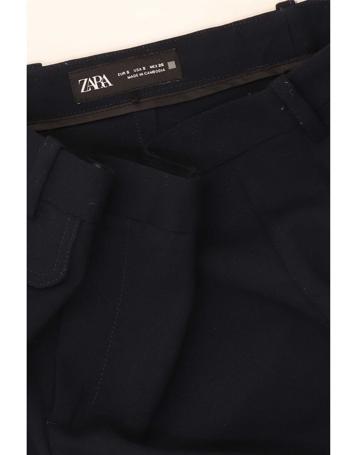 Zara Damen-Flare-Freizeithose, Größe S, W26, L32, Marineblau, Polyester