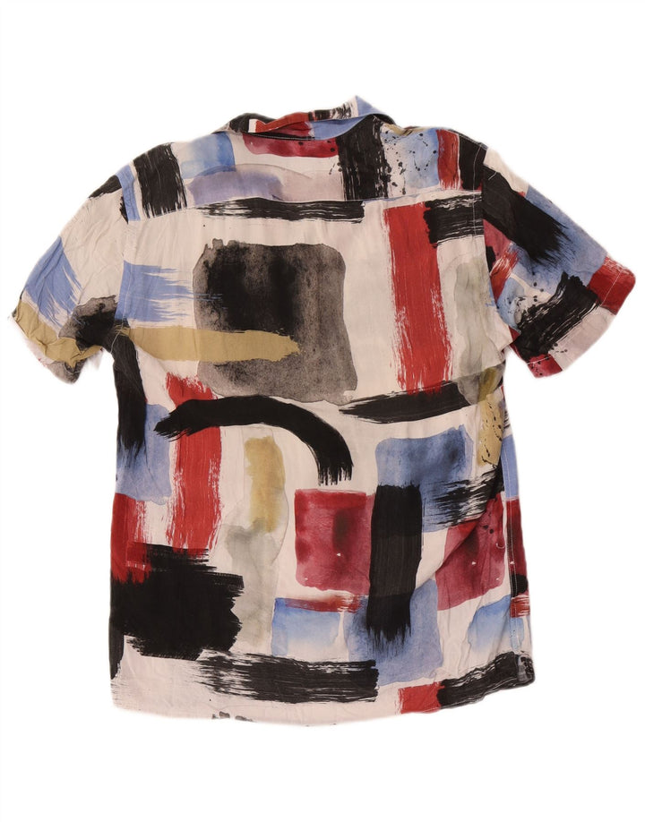 Zara Herren Kurzarm-Hemd mit entspannter Passform, klein, mehrfarbig, geometrisch