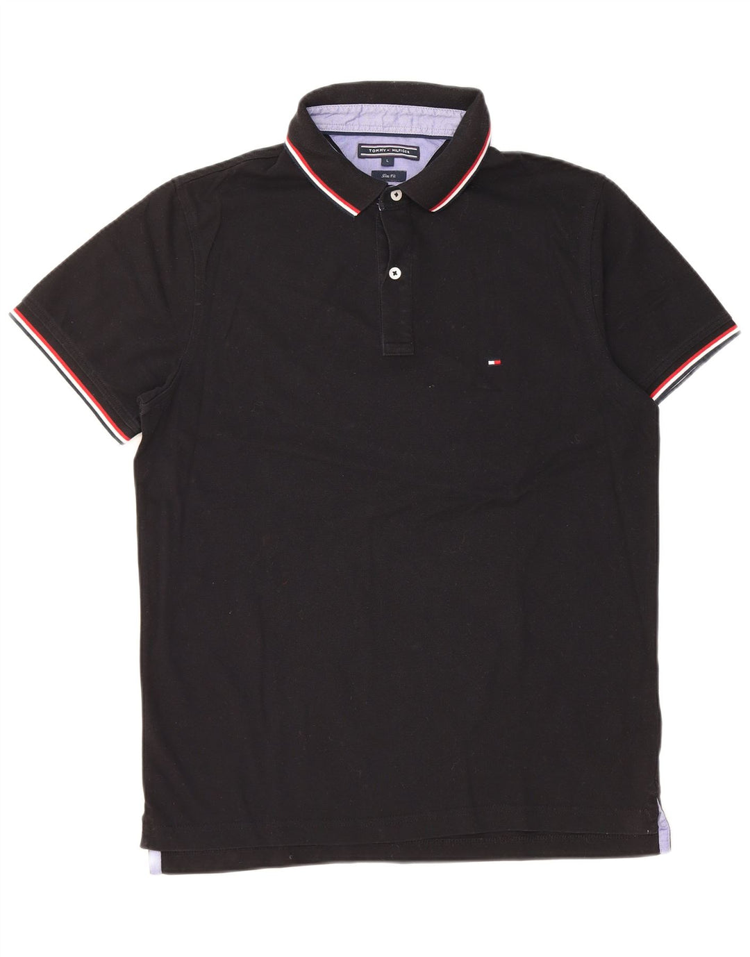 TOMMY HILFIGER Herren Slim Fit Poloshirt Große schwarze Baumwolle