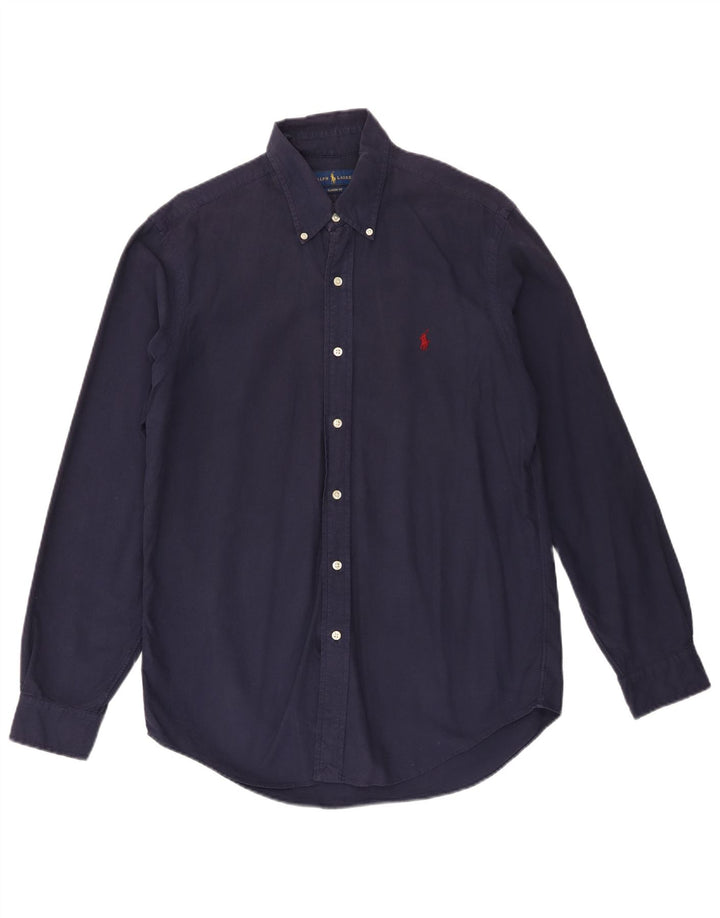 Ralph Lauren Herren-Hemd mit klassischer Passform, mittelmarineblaue Baumwolle