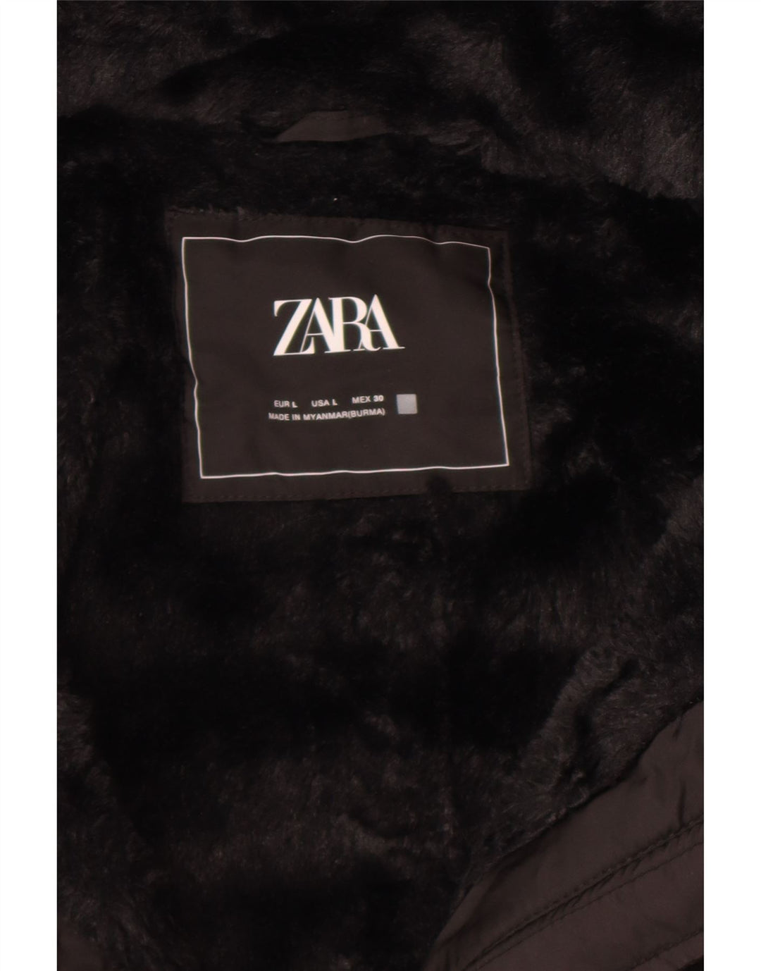 Zara Damen-Jacke mit Kapuze, gepolstert, Größe 44, Schwarz