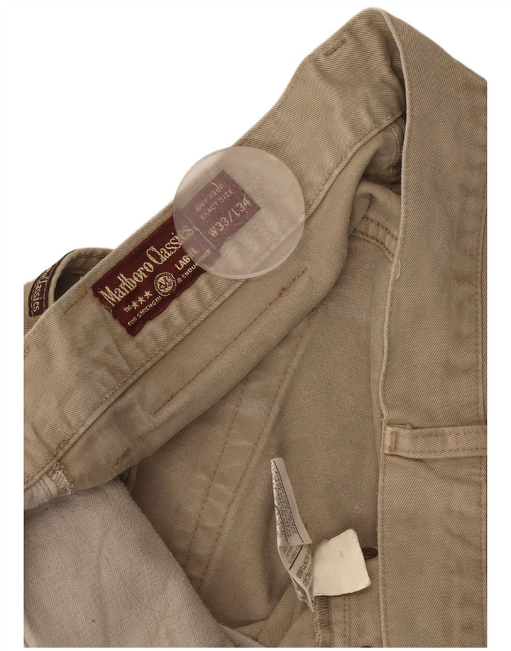 MARLBORO CLASSICS Gerade Herren-Freizeithose W33 L28 Beige Baumwolle