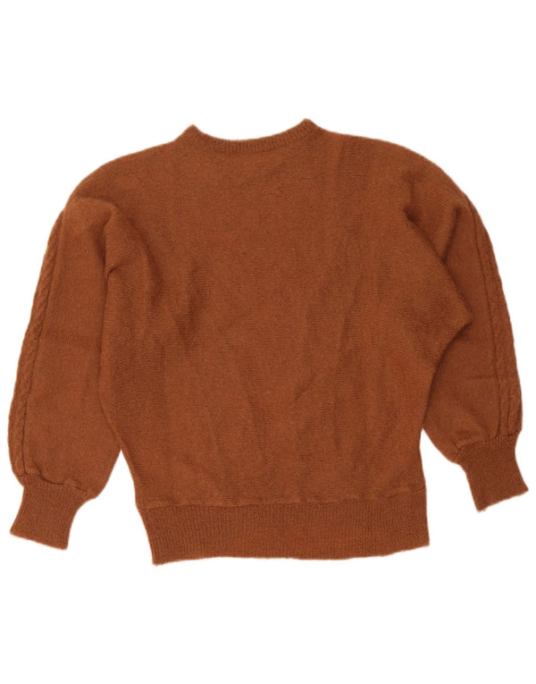 Vintage Damen Pullover mit U-Boot-Ausschnitt, UK 14, Groß, Braun