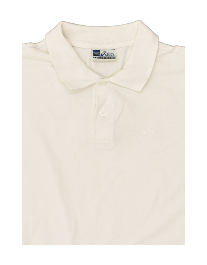 ASICS Mens Polo Shirt Large White Cotton | Vintage Asics | Thrift | Second-Hand Asics | Used Clothing | Messina Hembry 