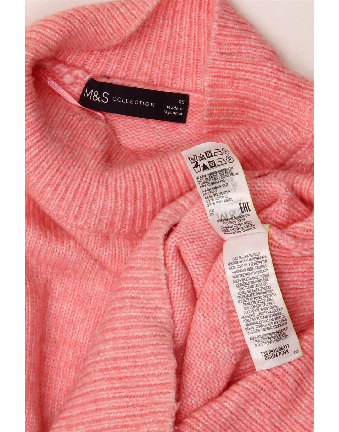 Marks & SPENCER Damen-Pullover, übergroß, Rollkragenpullover, Gr. 6, XS, Rosa