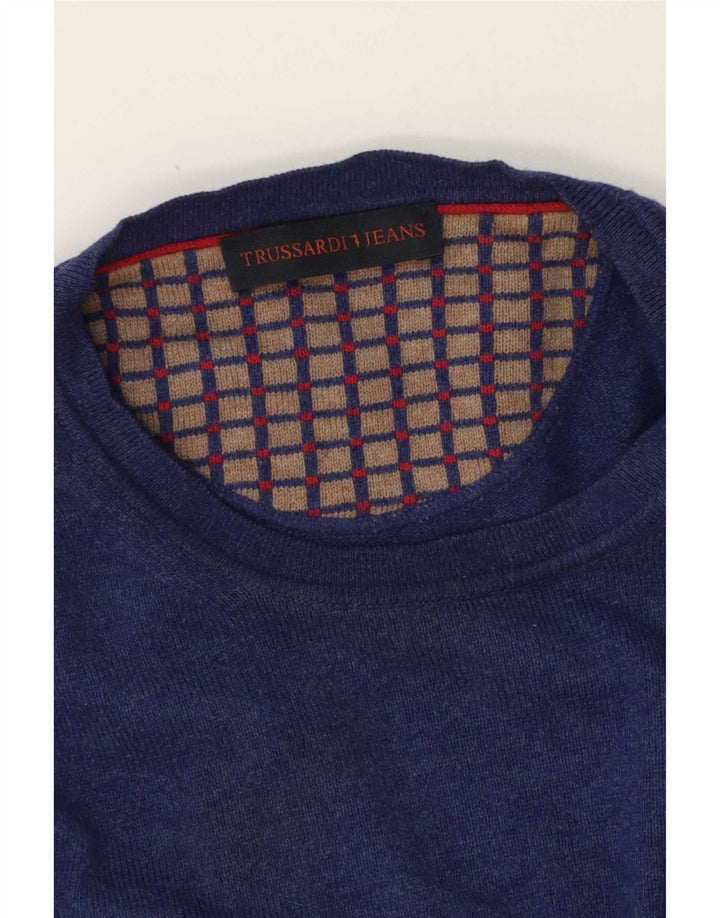 Trussardi Jeans Herren-Pullover mit Rundhalsausschnitt, Größe L, Blau