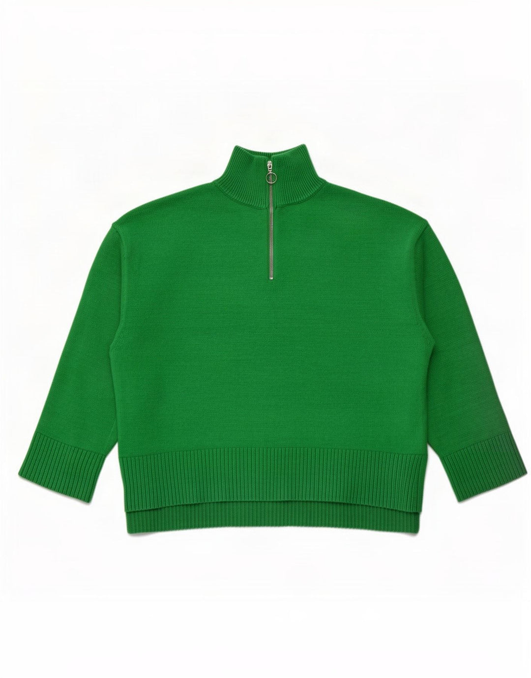 Zara Damen-Pullover mit Reißverschluss am Hals, Gr. 16, Grün