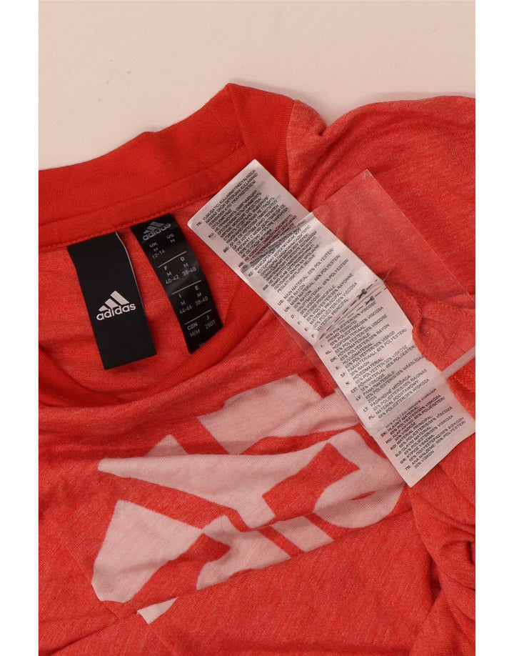 Adidas Damen Graphic T-Shirt Top UK 12/14 Mittelrotes Polyester