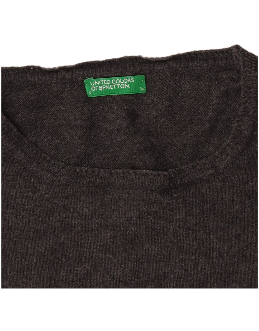Benetton Damen-Pullover mit U-Boot-Ausschnitt, UK 12, Mittelgrau