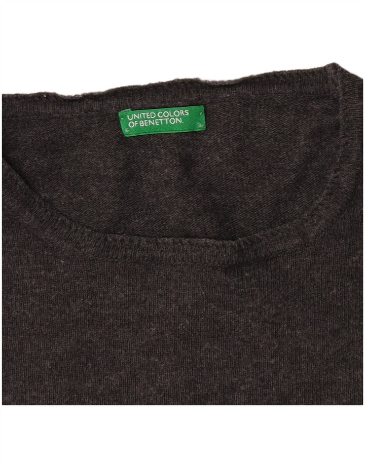 Benetton Damen-Pullover mit U-Boot-Ausschnitt, UK 12, Mittelgrau