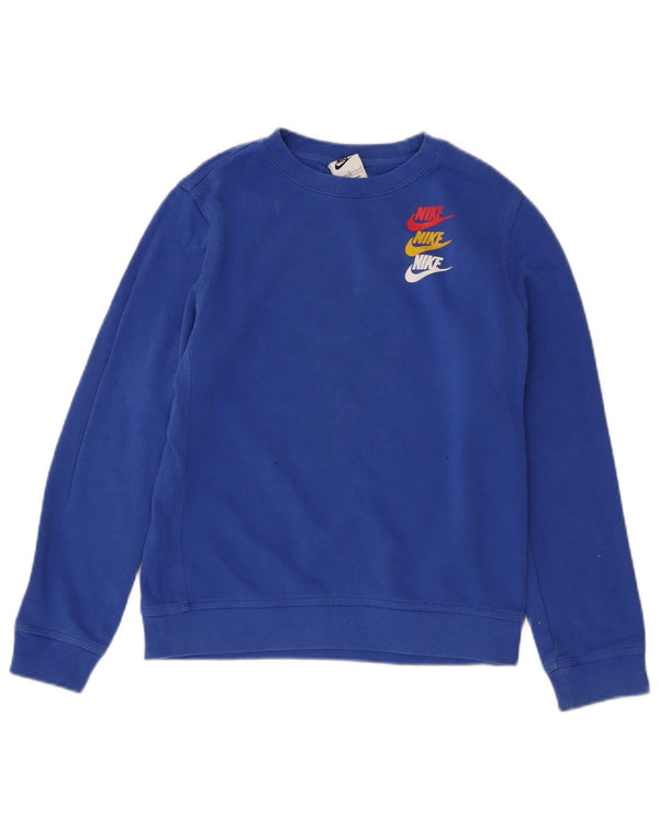 Nike Jungen-Sweatshirt mit Grafik, 12–13 Jahre, groß, blaue Baumwolle