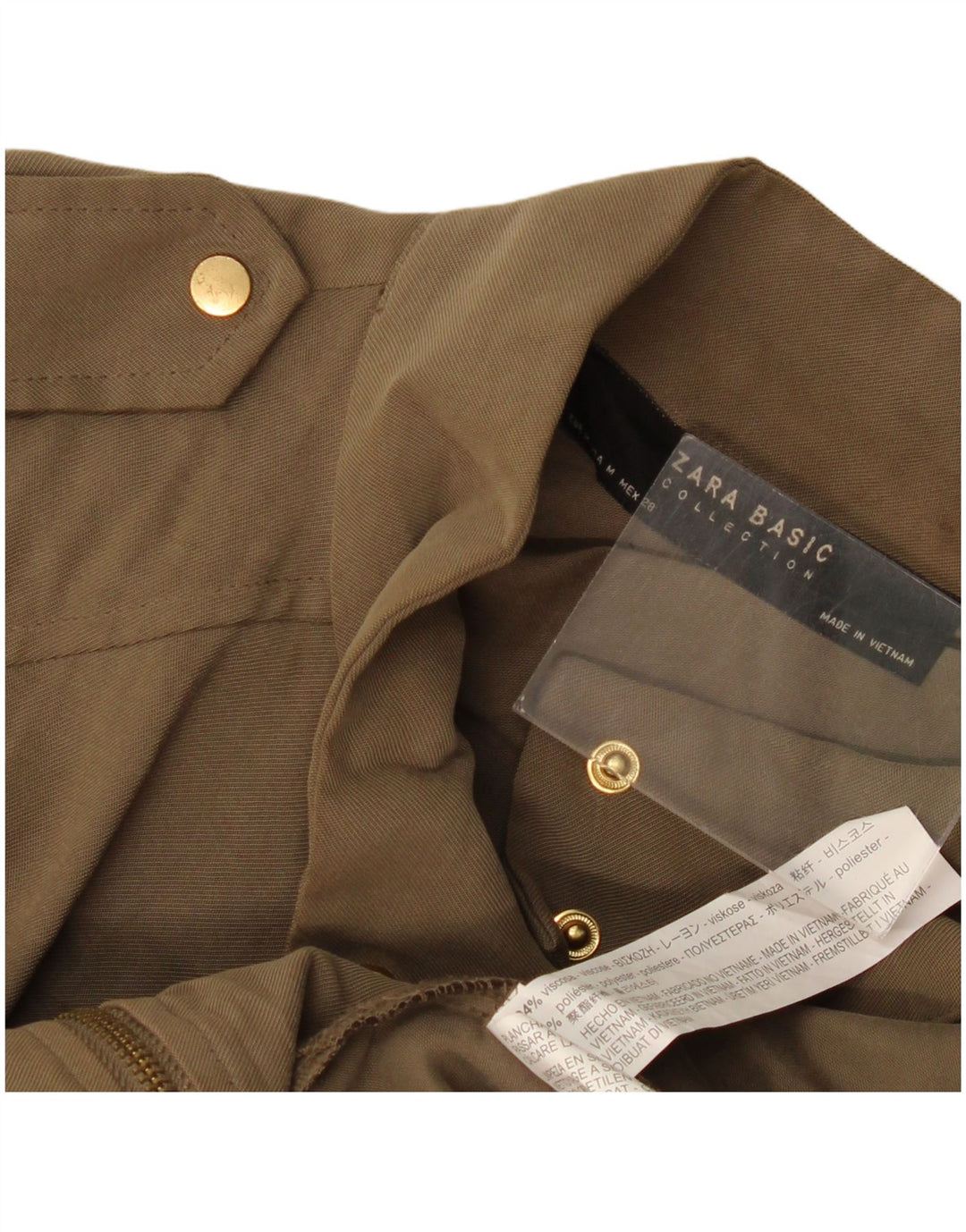 Zara Damen Militärjacke UK 14 Medium Khaki Viscose