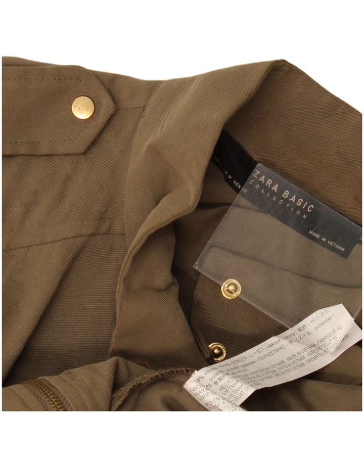 Zara Damen Militärjacke UK 14 Medium Khaki Viscose
