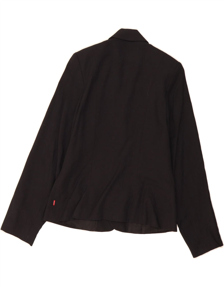 JACKPOT Womens 4 Button Blazer Jacket UK 14 Medium Black Viscose Vintage Jackpot and Second-Hand Jackpot from Messina Hembry 