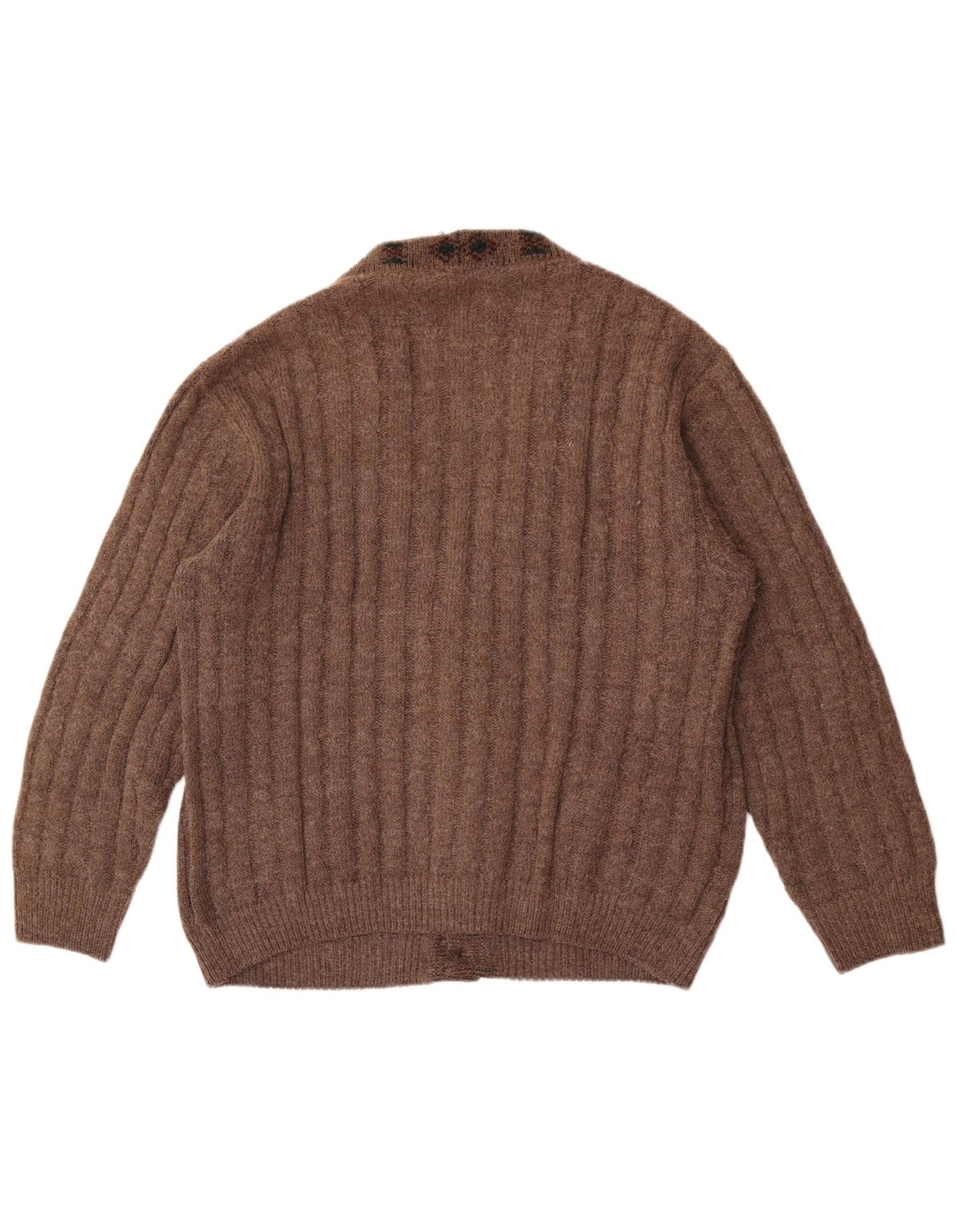 Vintage Herren Cardigan Pullover Groß Braun Geometrisch