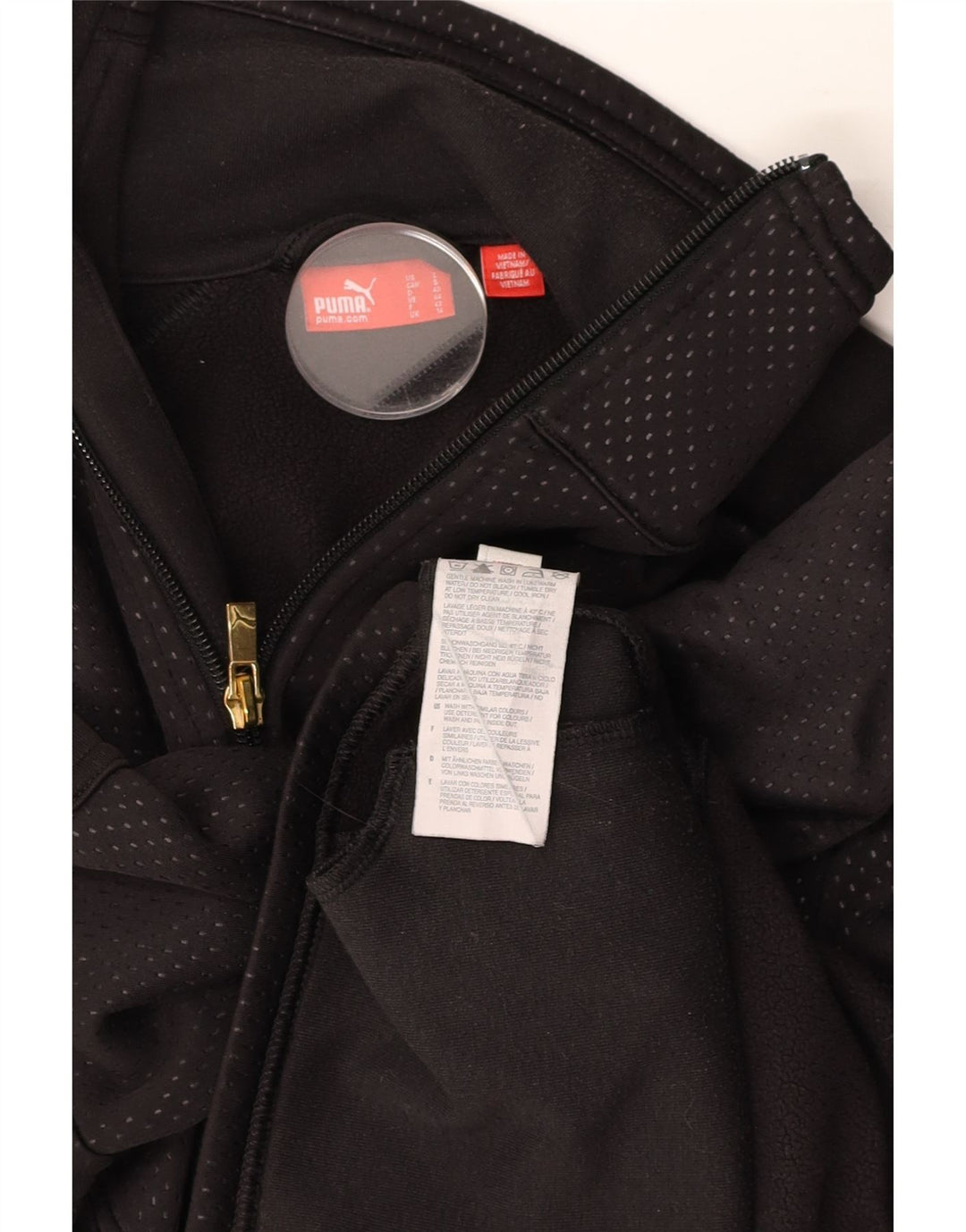 PUMA Damen-Trainingsanzug-Top-Jacke, UK 14, mittelschwarz geflecktes Polyester